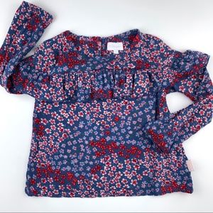 BCBGirls long sleeve floral shirt w ruffle size 3T